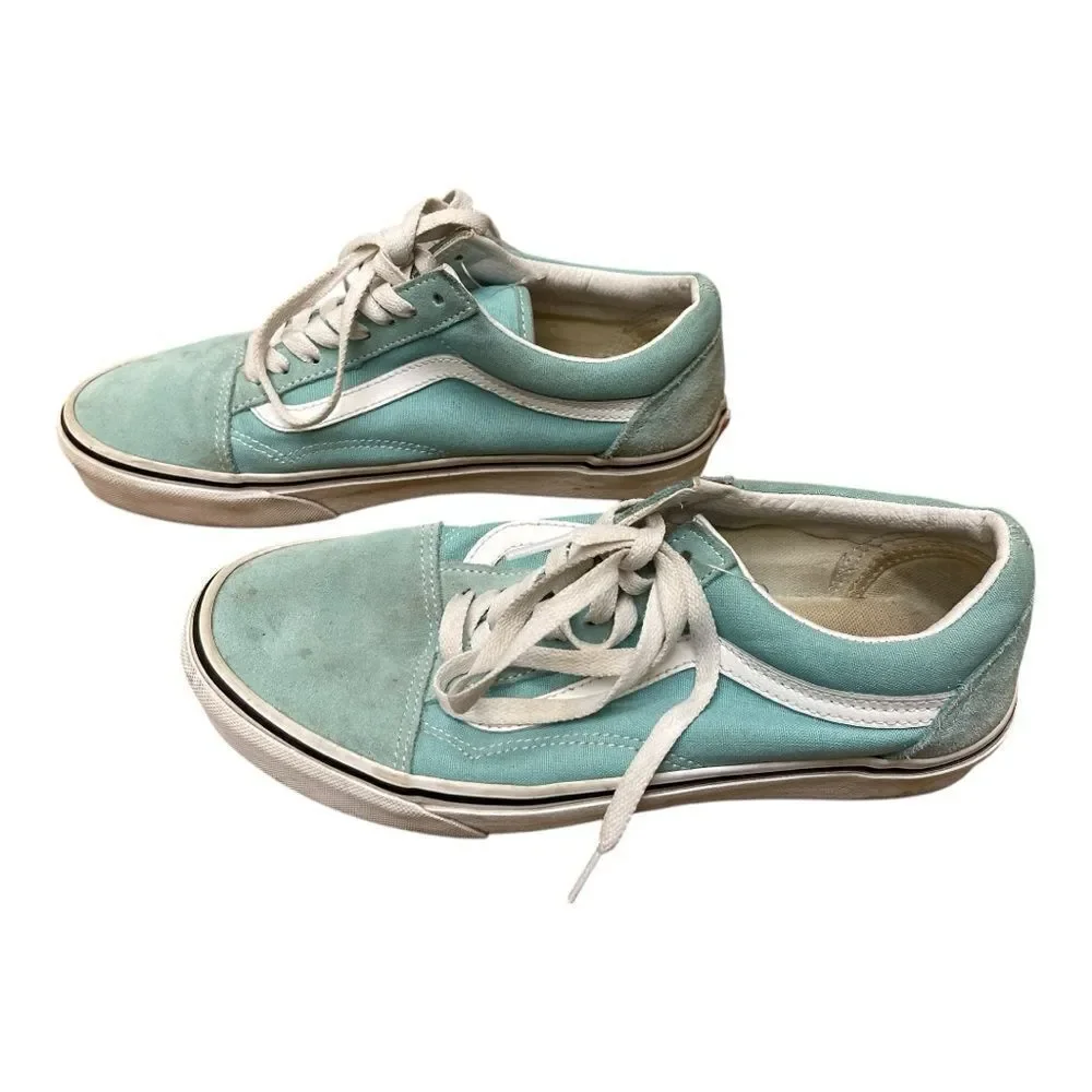 Vans Old Skool Suede Toe Aqua Teal Blue Size 9.5